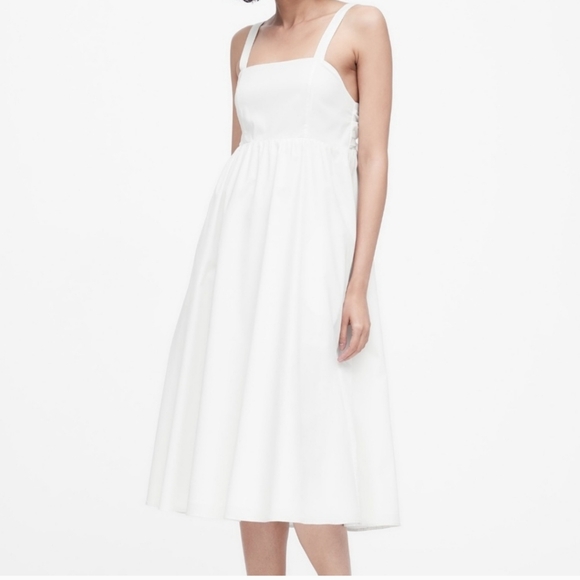 Banana Republic Beyaz Poplin Midi Dress-8 - Picture 1 of 5